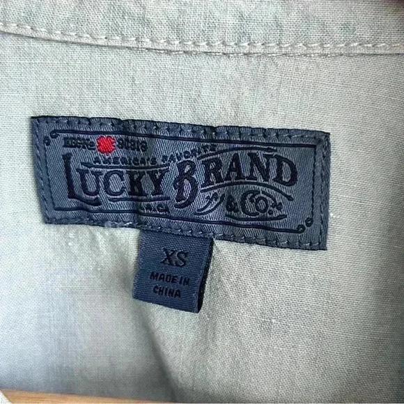 Lucky Brand Long Sleeve Distressed Denim Button Down Shirt - Picture 3 of 5